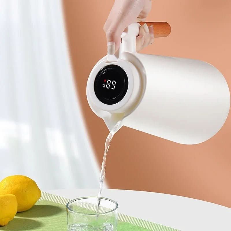 Thermabuild | Thermal Jug with Temperature Display, Leak-Proof Design & Wooden Handle