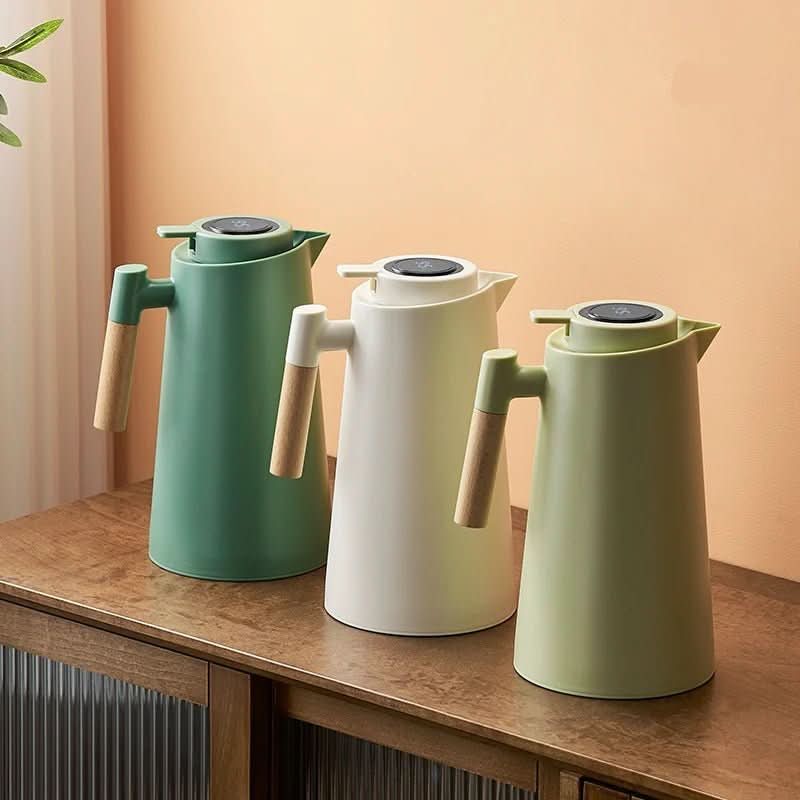 Thermabuild | Thermal Jug with Temperature Display, Leak-Proof Design & Wooden Handle
