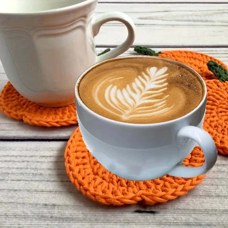 Thermabuild | Handmade Crochet Pumpkin Coasters for Fall Table Decor