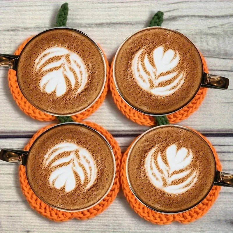 Thermabuild | Handmade Crochet Pumpkin Coasters for Fall Table Decor