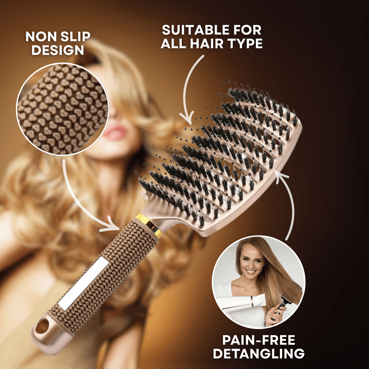 Thermabuild | Painless Detangling Hairbrush for Smooth & Shiny Hair