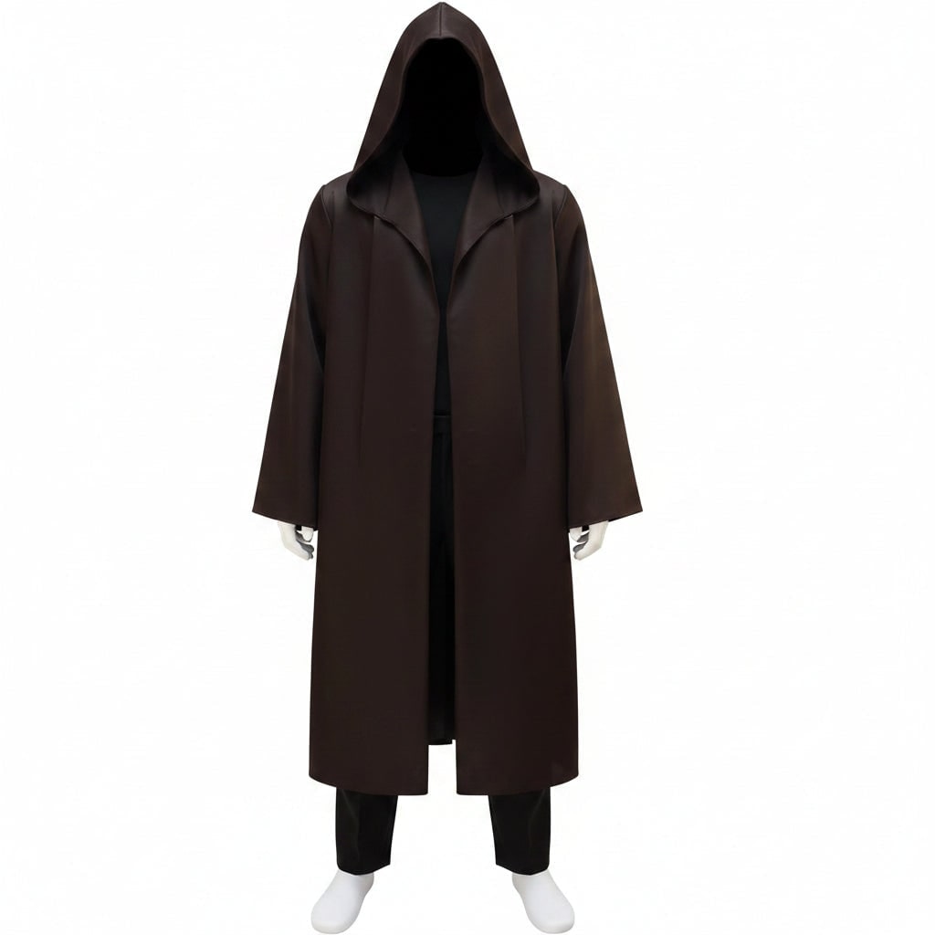 Thermabuild | Men's Halloween Cosplay Jedi Costume with Hooded Robe Tunic Pants and Belt Set for Adults