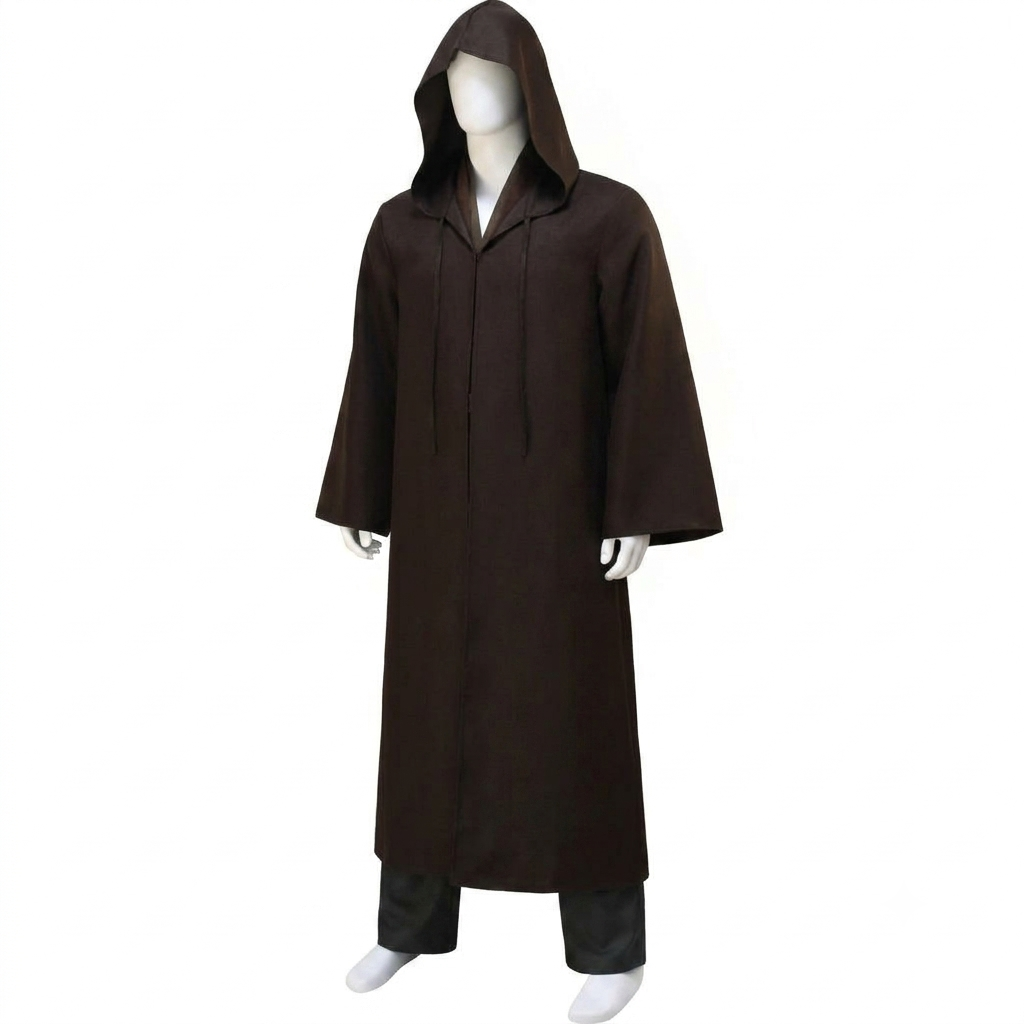 Thermabuild | Men's Halloween Cosplay Jedi Costume with Hooded Robe Tunic Pants and Belt Set for Adults