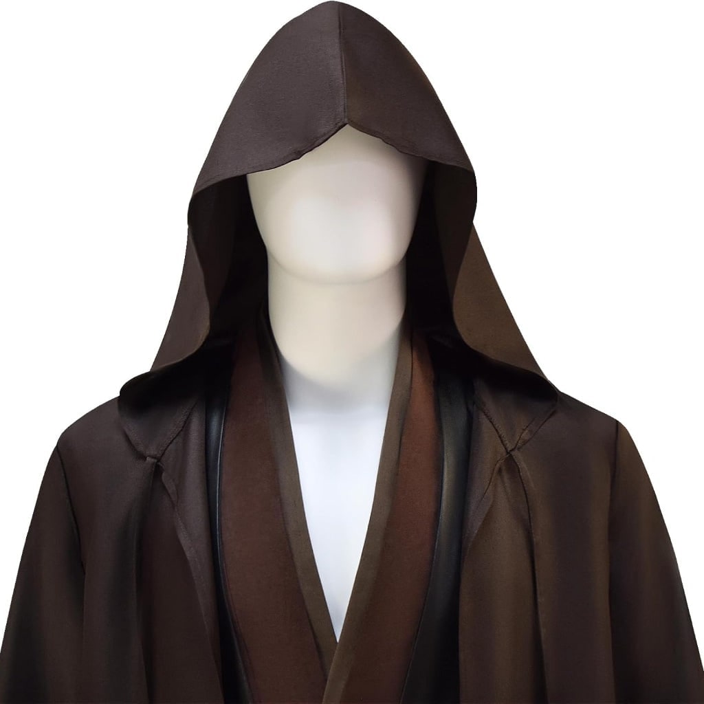Thermabuild | Men's Halloween Cosplay Jedi Costume with Hooded Robe Tunic Pants and Belt Set for Adults
