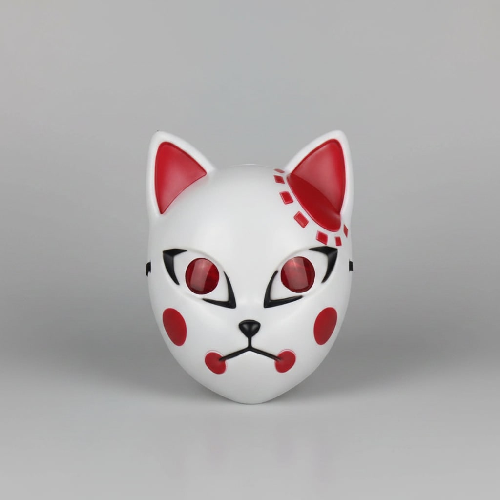 Thermabuild | Men's Halloween LED Fox Kitsune Mask with Light-Up Japanese Demon Design for Cosplay Party Costume