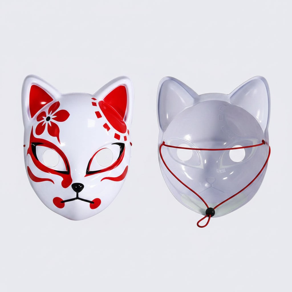 Thermabuild | Men's Halloween LED Fox Kitsune Mask with Light-Up Japanese Demon Design for Cosplay Party Costume