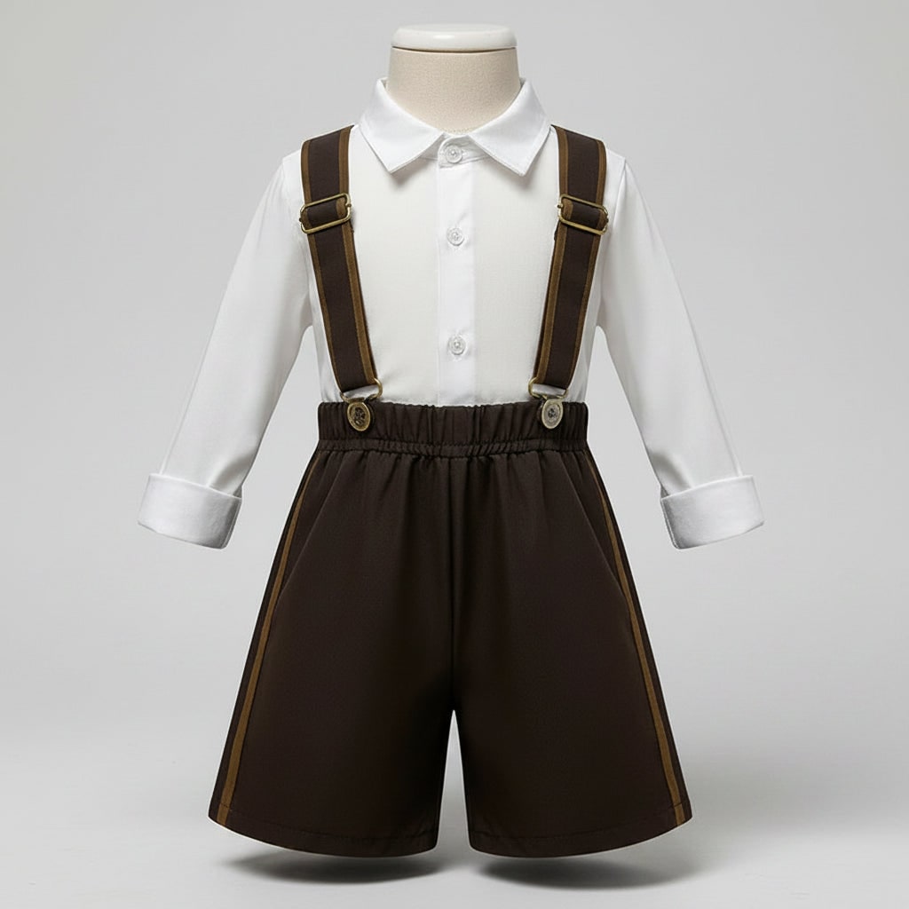 Thermabuild | Men's Halloween Oktoberfest Costume Outfit with Lederhosen Dirndl Suspenders and Lace-Up Corset Bodice