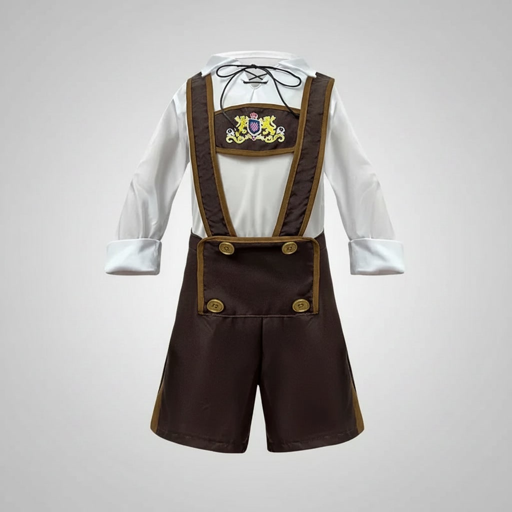 Thermabuild | Men's Halloween Oktoberfest Costume Outfit with Lederhosen Dirndl Suspenders and Lace-Up Corset Bodice