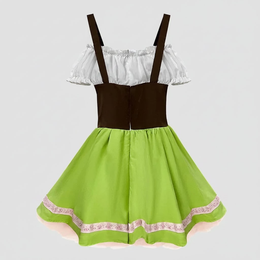 Thermabuild | Men's Halloween Oktoberfest Costume Outfit with Lederhosen Dirndl Suspenders and Lace-Up Corset Bodice