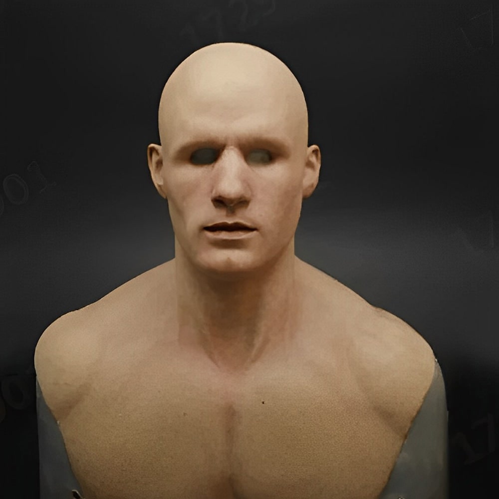 Thermabuild | Men's Halloween Realistic Silicone Old Man Mask with Facial Hair and Chest Bib