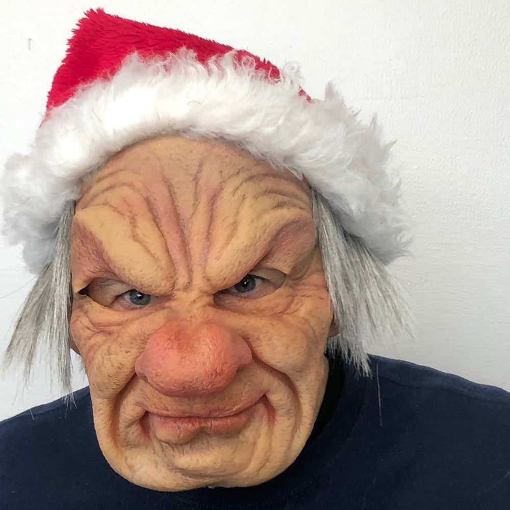 Thermabuild | Men's Halloween Realistic Silicone Old Man Mask with Facial Hair and Chest Bib