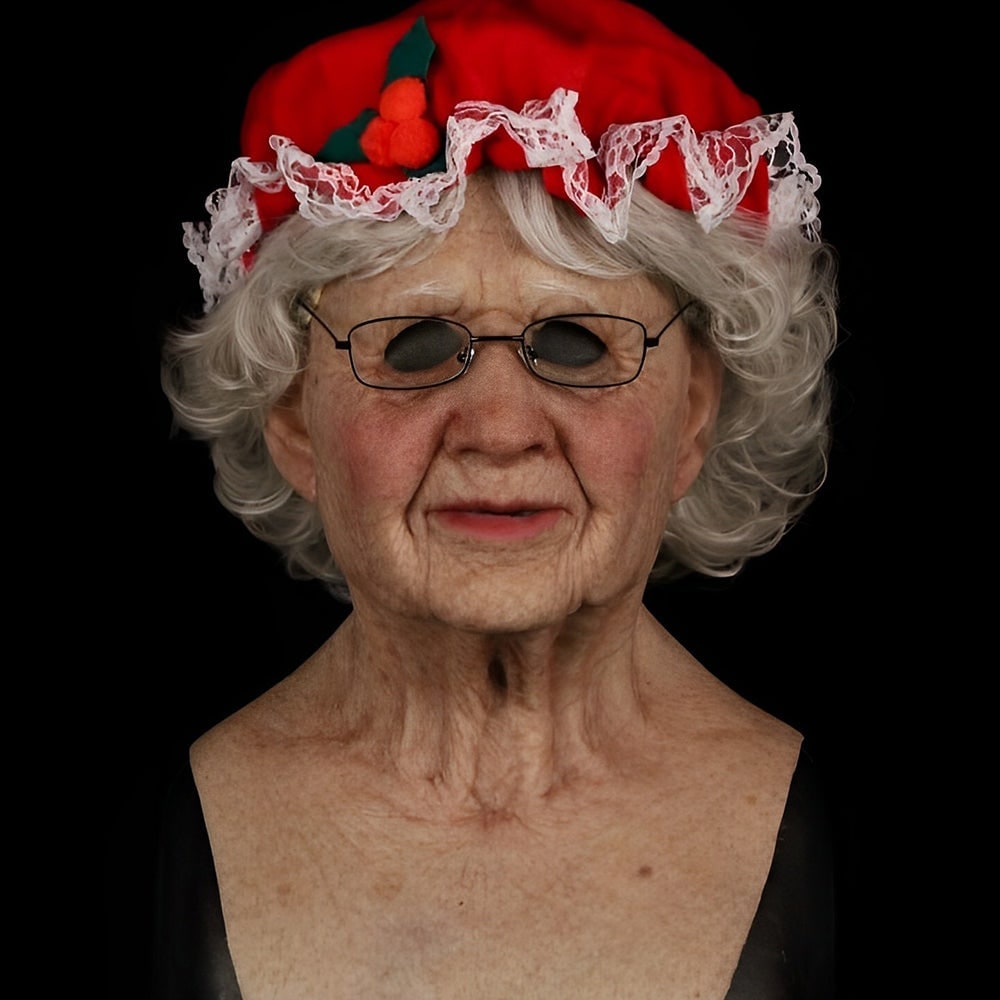 Thermabuild | Men's Halloween Realistic Silicone Old Man Mask with Facial Hair and Chest Bib
