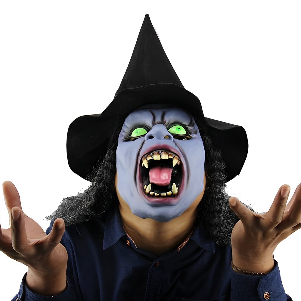 Thermabuild | Men's Halloween Realistic Silicone Old Man Mask with Facial Hair and Chest Bib