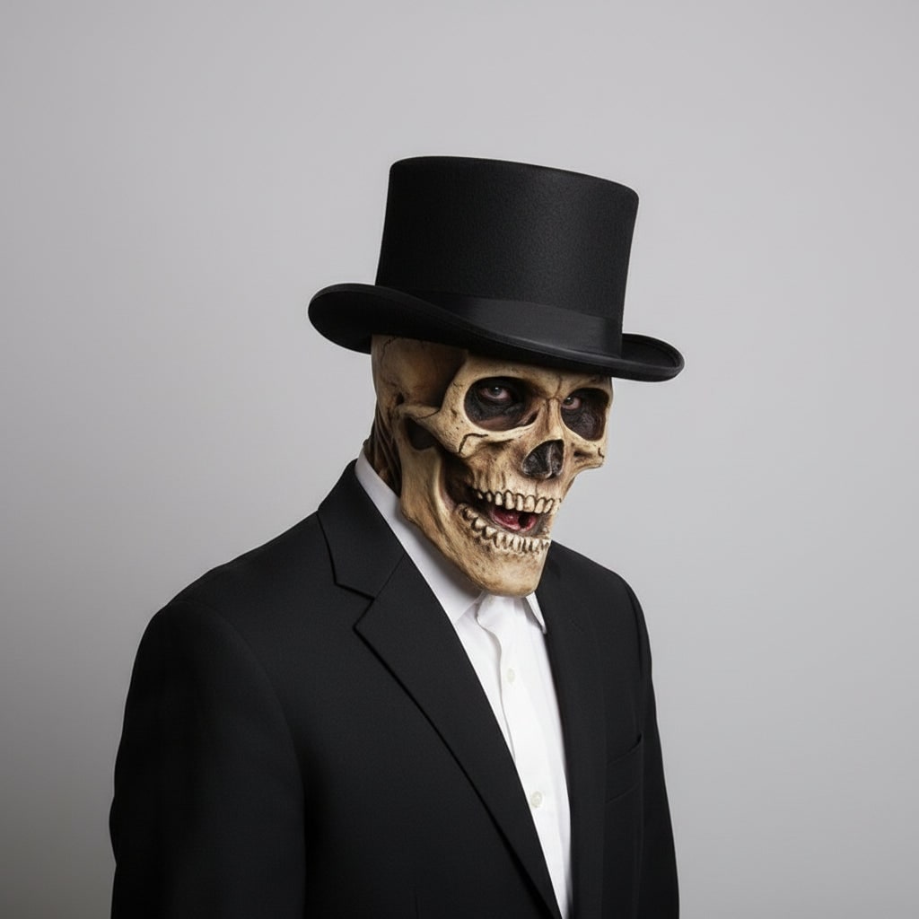 Thermabuild | Men's Halloween Skull Skeleton Mask with Exposed Brain and Ribcage Latex Full Head Creepy Costume