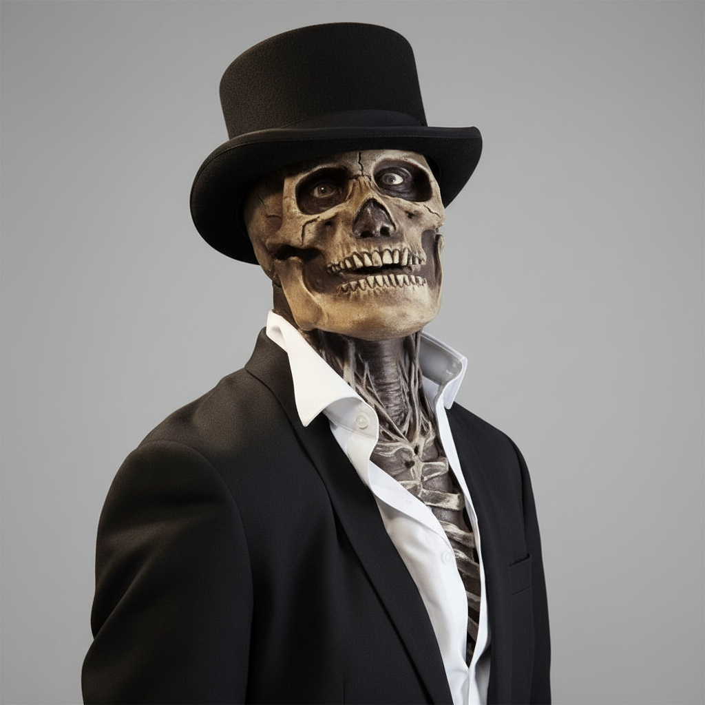 Thermabuild | Men's Halloween Skull Skeleton Mask with Exposed Brain and Ribcage Latex Full Head Creepy Costume