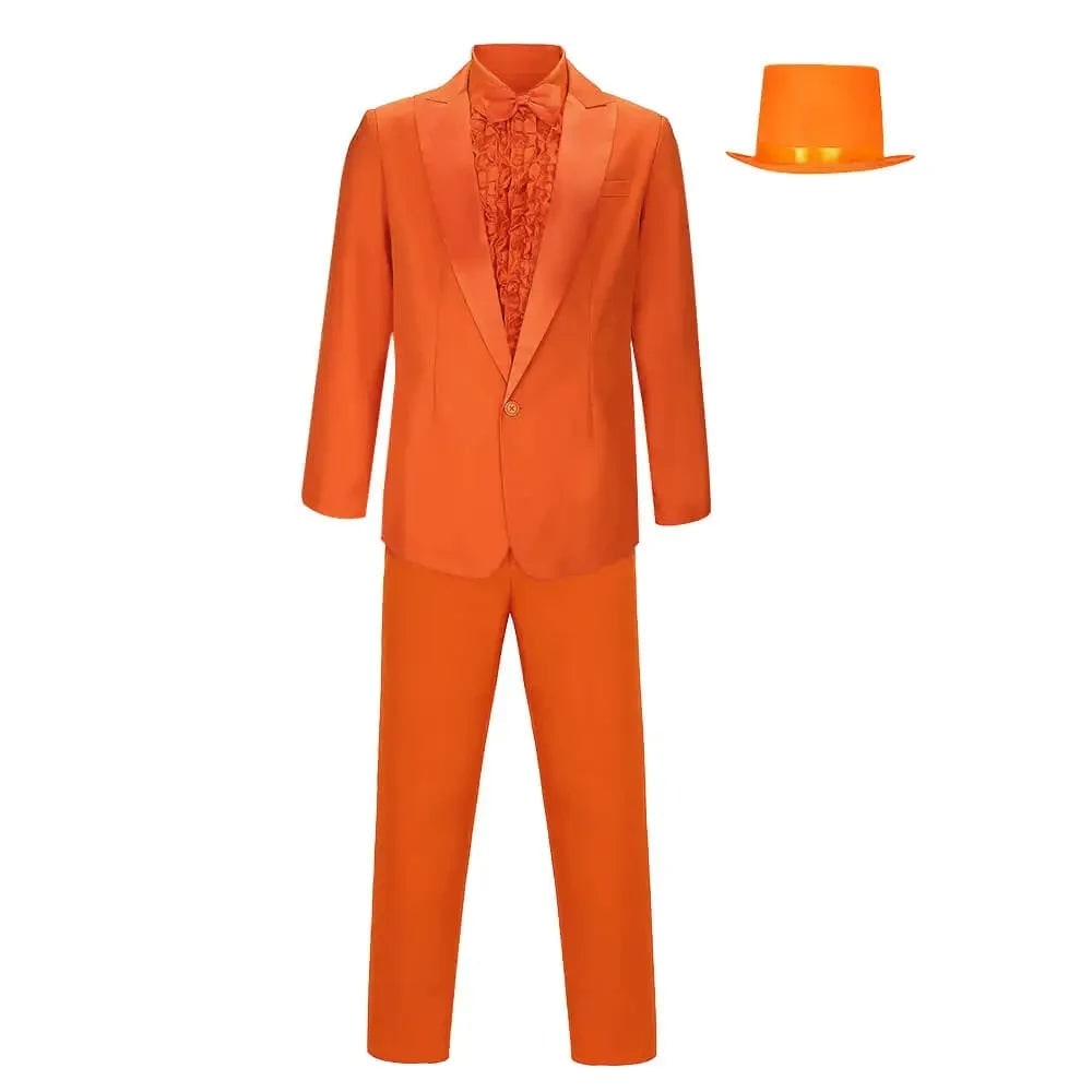 Thermabuild | Men's Halloween Tuxedo Costume Prom Formal Suit with Ruffled Shirt Bow Tie and Top Hat