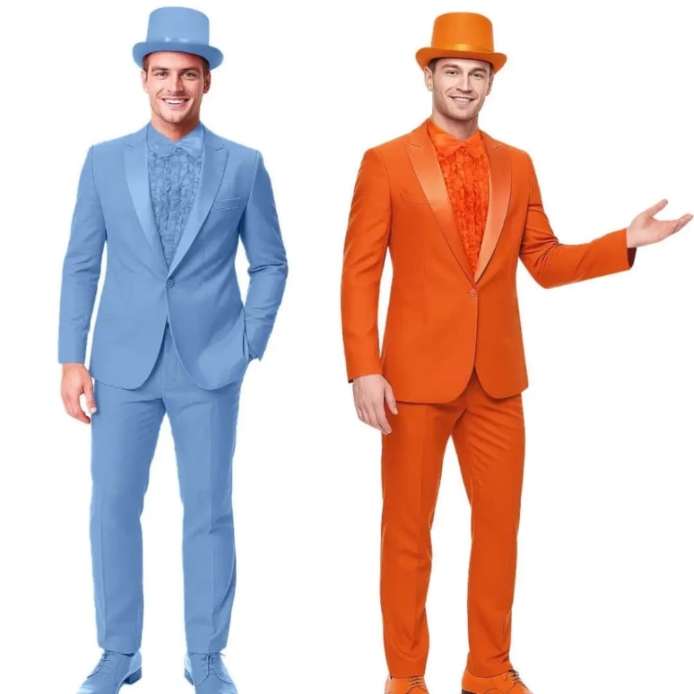 Thermabuild | Men's Halloween Tuxedo Costume Prom Formal Suit with Ruffled Shirt Bow Tie and Top Hat