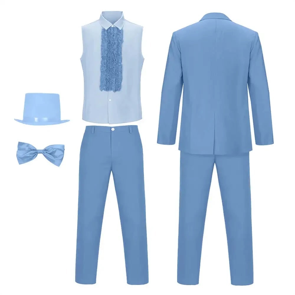 Thermabuild | Men's Halloween Tuxedo Costume Prom Formal Suit with Ruffled Shirt Bow Tie and Top Hat