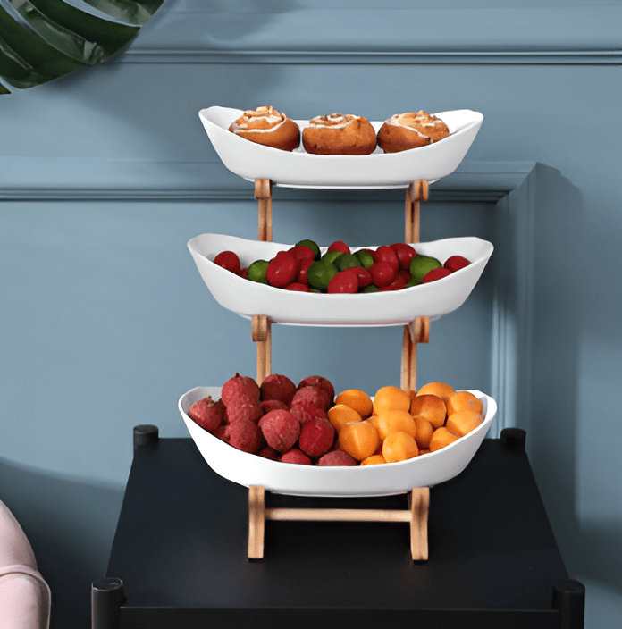 Thermabuild | Multi-Tiered Wooden Fruit Bowl for Clean Modern Kitchen Storage