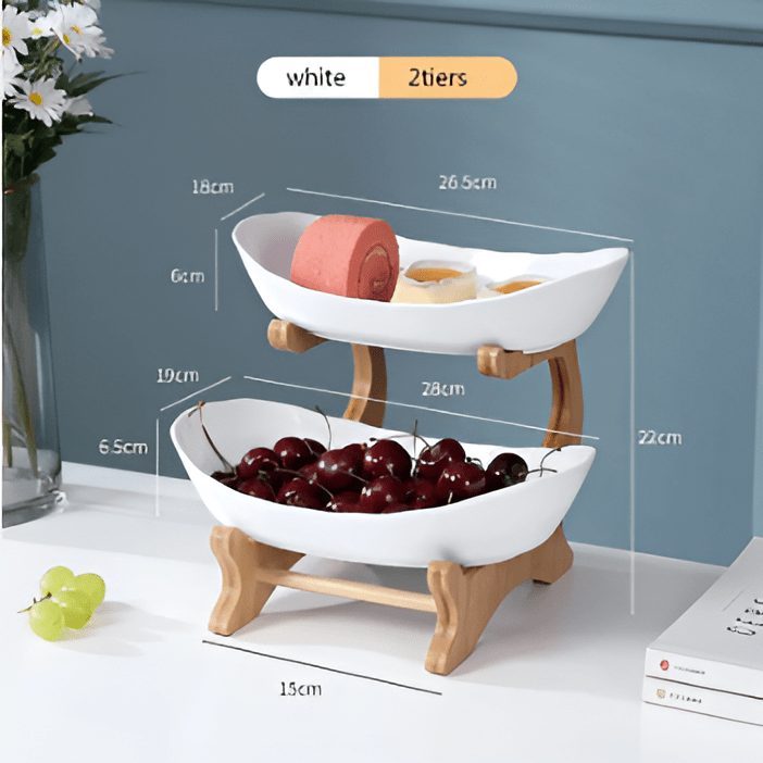 Thermabuild | Multi-Tiered Wooden Fruit Bowl for Clean Modern Kitchen Storage
