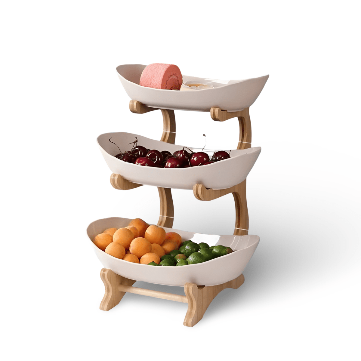 Thermabuild | Multi-Tiered Wooden Fruit Bowl for Clean Modern Kitchen Storage
