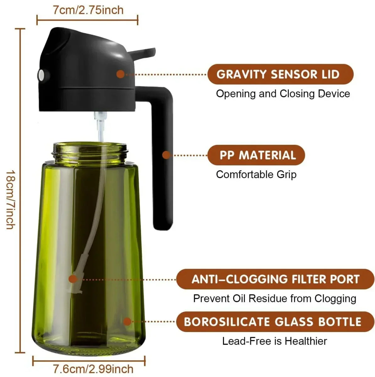 Thermabuild | Healthy Cooking Oil Sprayer with Dark Glass Design