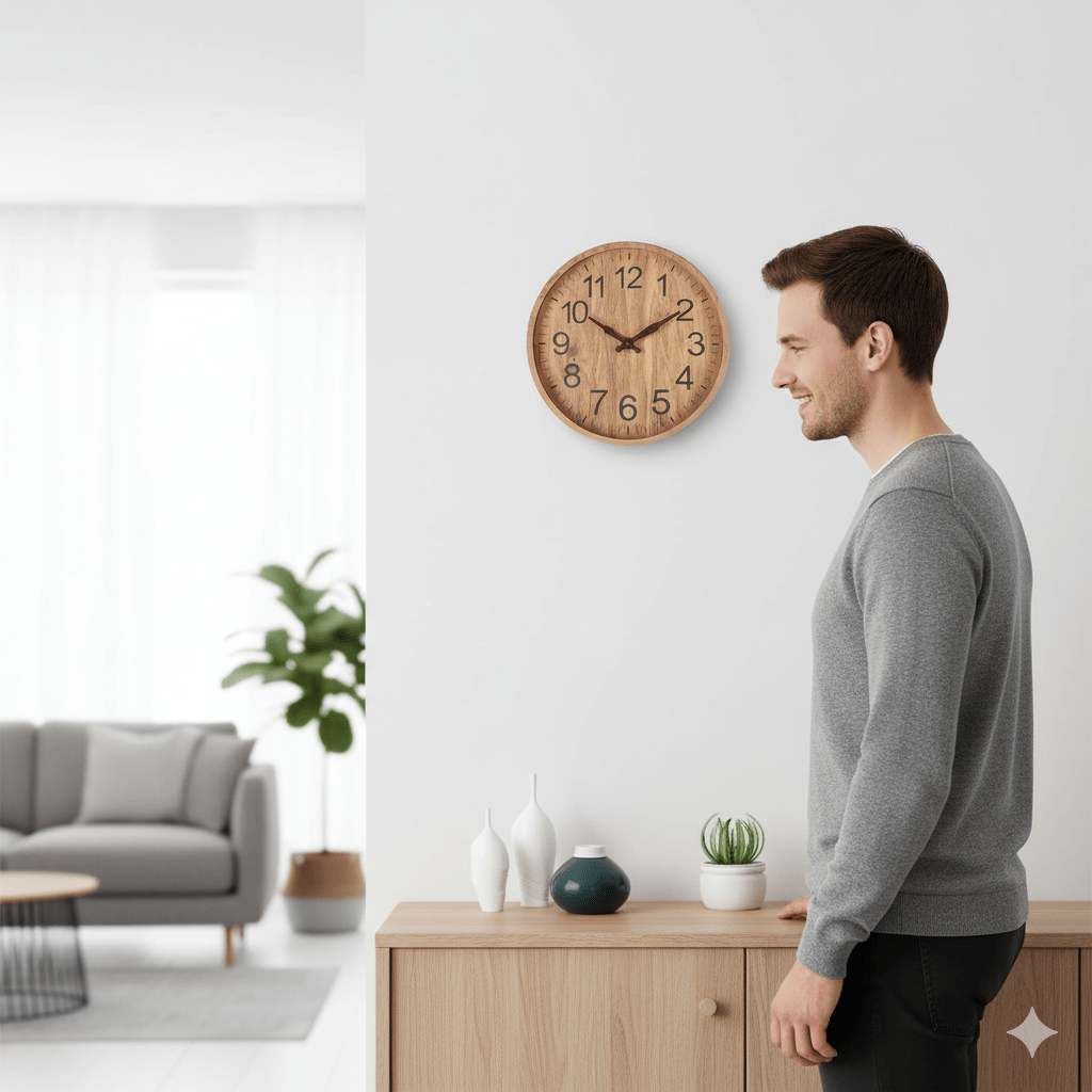 Thermabuild | Silent Wooden Wall Clock with Natural Charm