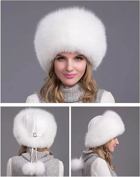 Thermabuild | 100% Natural Fox Fur Hat Women Cap Thick Fur Cap Winter Warm Hat Female Fashion For Women Hat With Earmuffs Hat