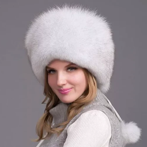 Thermabuild | 100% Natural Fox Fur Hat Women Cap Thick Fur Cap Winter Warm Hat Female Fashion For Women Hat With Earmuffs Hat