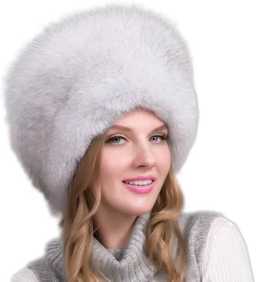 Thermabuild | 100% Natural Fox Fur Hat Women Cap Thick Fur Cap Winter Warm Hat Female Fashion For Women Hat With Earmuffs Hat
