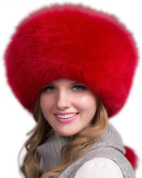 Thermabuild | 100% Natural Fox Fur Hat Women Cap Thick Fur Cap Winter Warm Hat Female Fashion For Women Hat With Earmuffs Hat