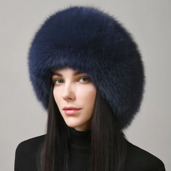 Thermabuild | 100% Natural Fox Fur Hat Women Cap Thick Fur Cap Winter Warm Hat Female Fashion For Women Hat With Earmuffs Hat
