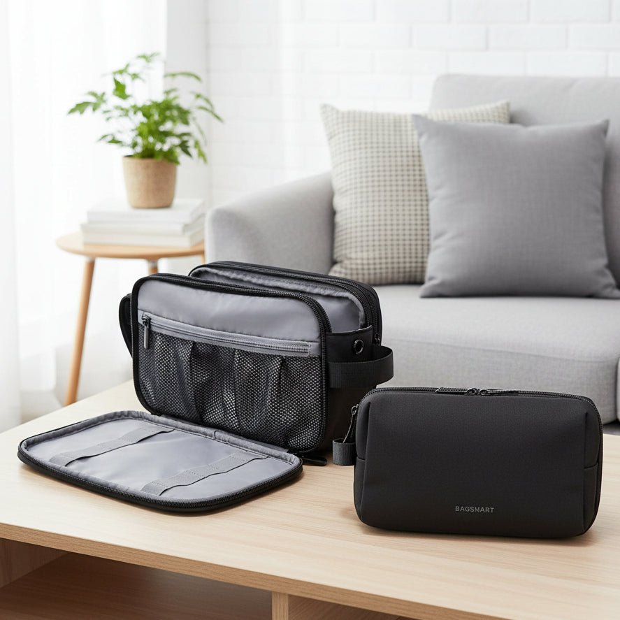 Thermabuild | Men’s Large Travel Toiletry Bag Water-Repellent Double Zipper Design