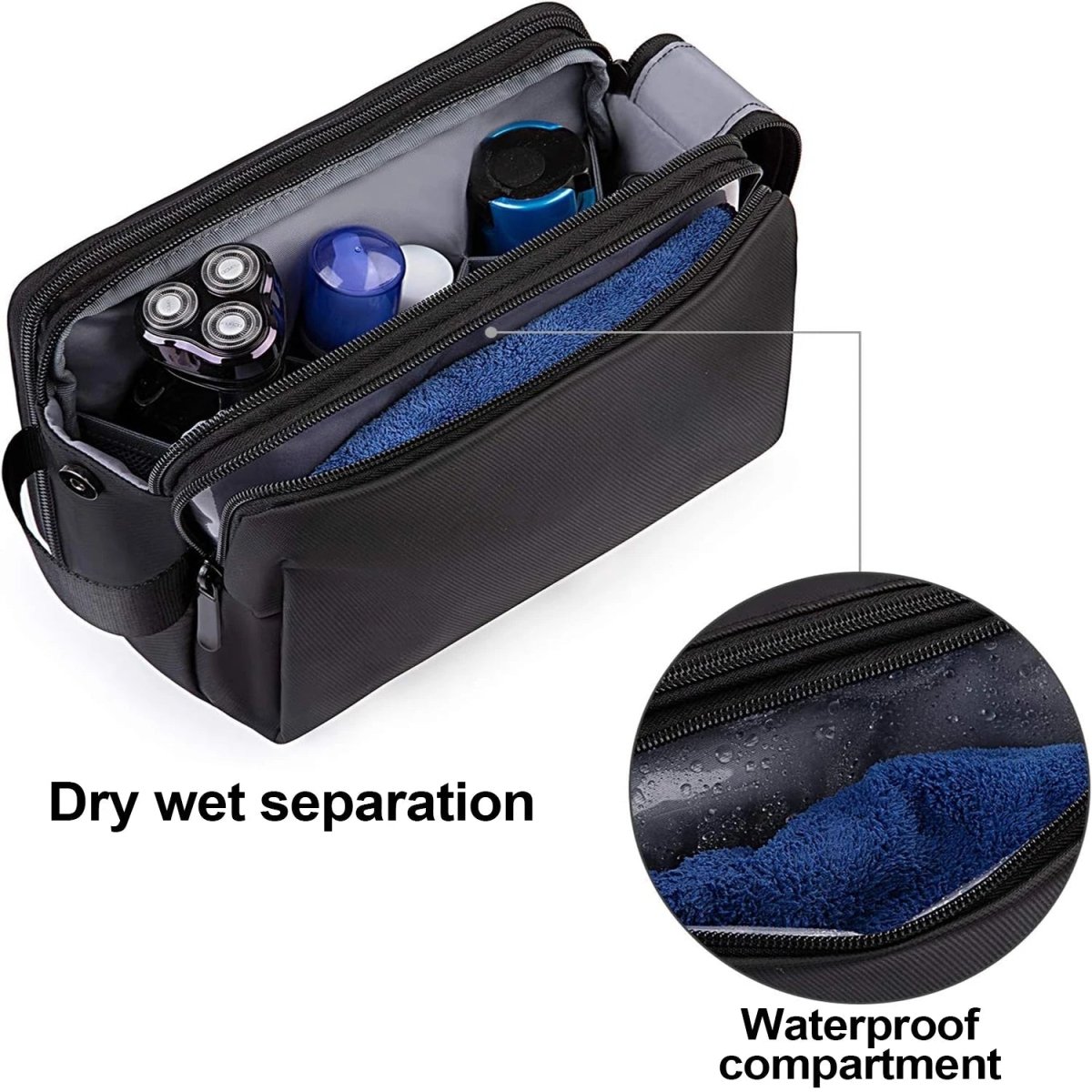 Thermabuild | Men’s Large Travel Toiletry Bag Water-Repellent Double Zipper Design