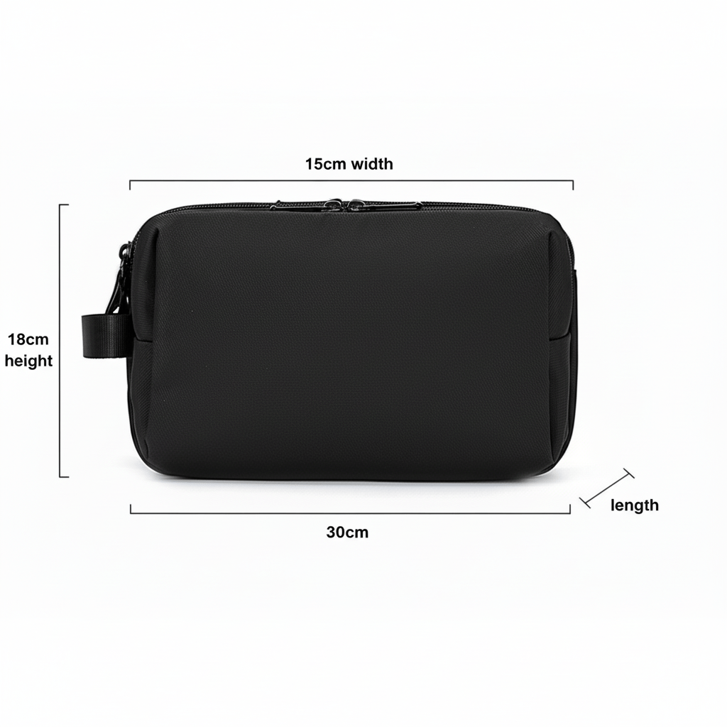 Thermabuild | Men’s Large Travel Toiletry Bag Water-Repellent Double Zipper Design