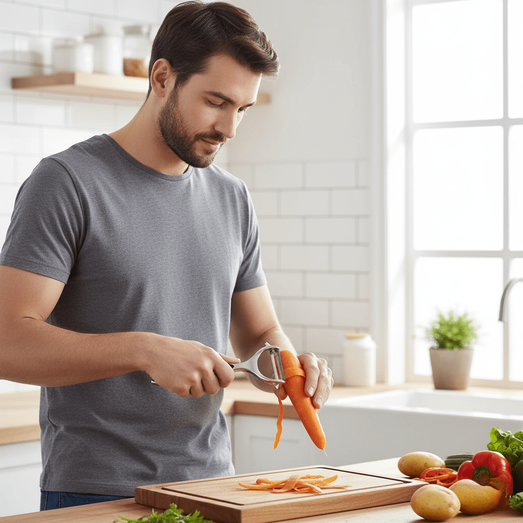 Thermabuild | Comfortable, Non-Slip Stainless Steel Peeler for Effortless Prep