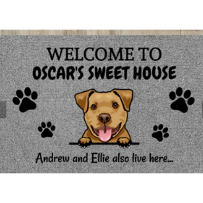 Thermabuild | Personalized Custom Doormat for Front Door with Pet Illustrations Washable Indoor Entryway Mat