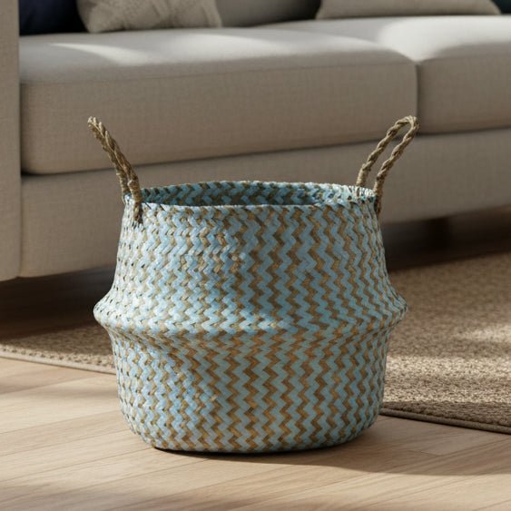Thermabuild | Boho Handmade Wicker Basket Collapsible Flower Pot Organizer