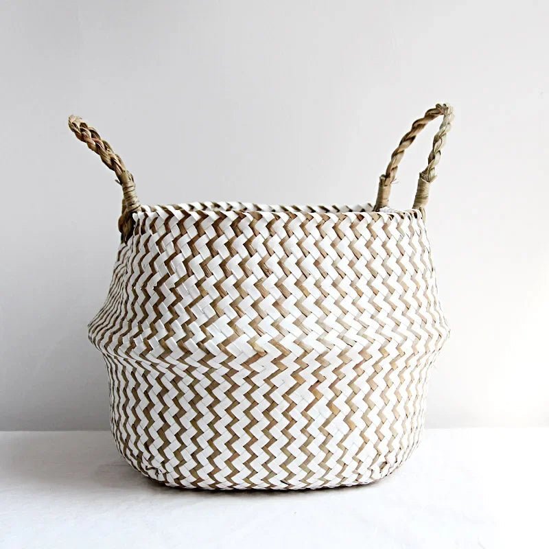 Thermabuild | Boho Handmade Wicker Basket Collapsible Flower Pot Organizer