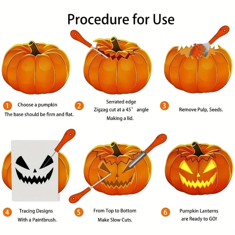 Thermabuild | Pumpkin Carving Kit and Tools with Stainless Steel Supplies for Jack O Lantern Saw
