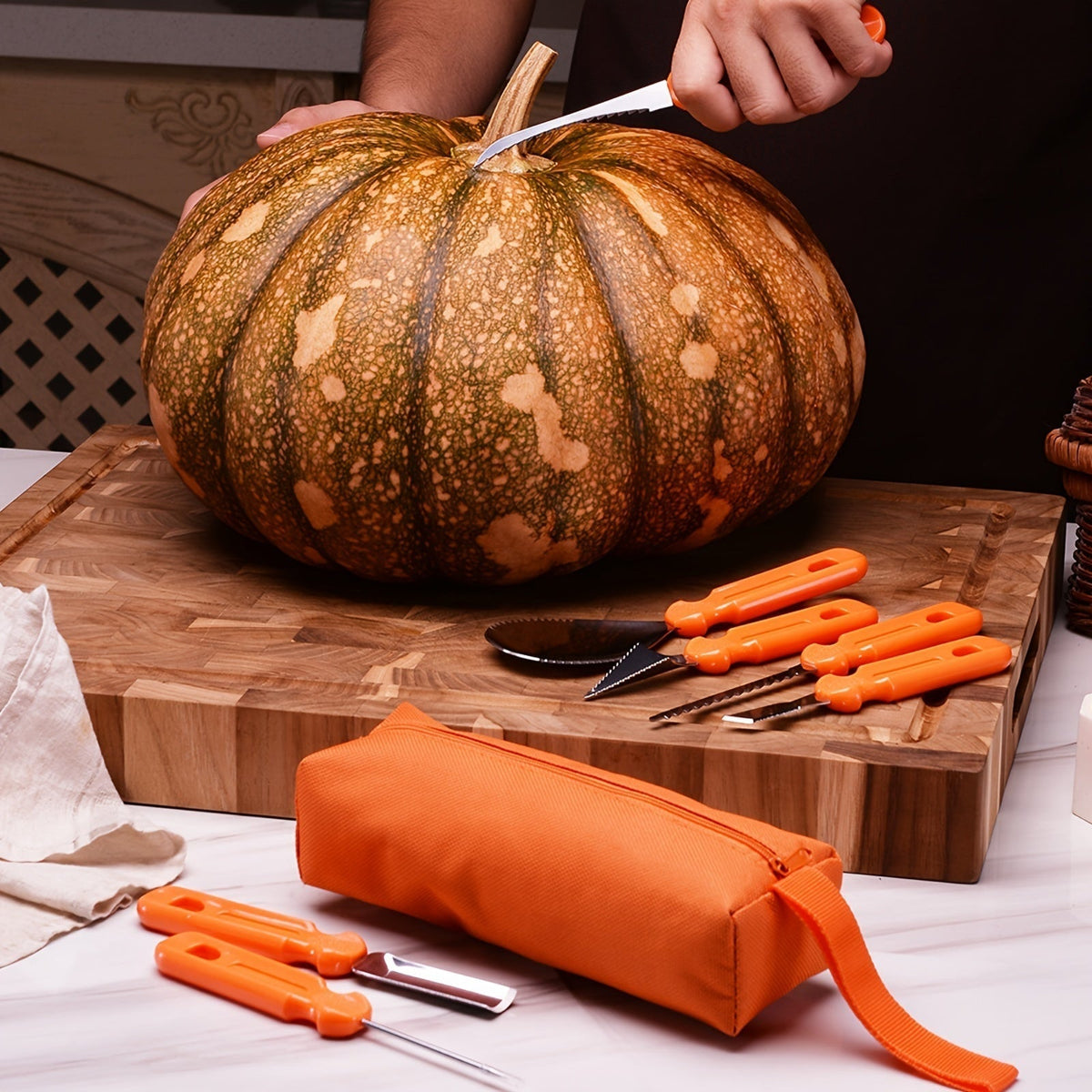 Thermabuild | Pumpkin Carving Tools and Kit with Stainless Steel Supplies Storage Bag and Knife Set