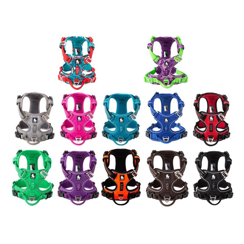 Thermabuild | Reflective Nylon Dog Harness - Adjustable No-Pull Pet Vest with Padded Safety Straps for Small to Large Dogs - Night Visibility Walking Gear