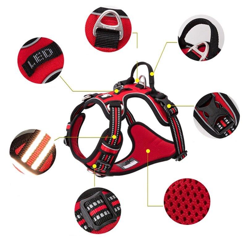 Thermabuild | Reflective Nylon Dog Harness - Adjustable No-Pull Pet Vest with Padded Safety Straps for Small to Large Dogs - Night Visibility Walking Gear
