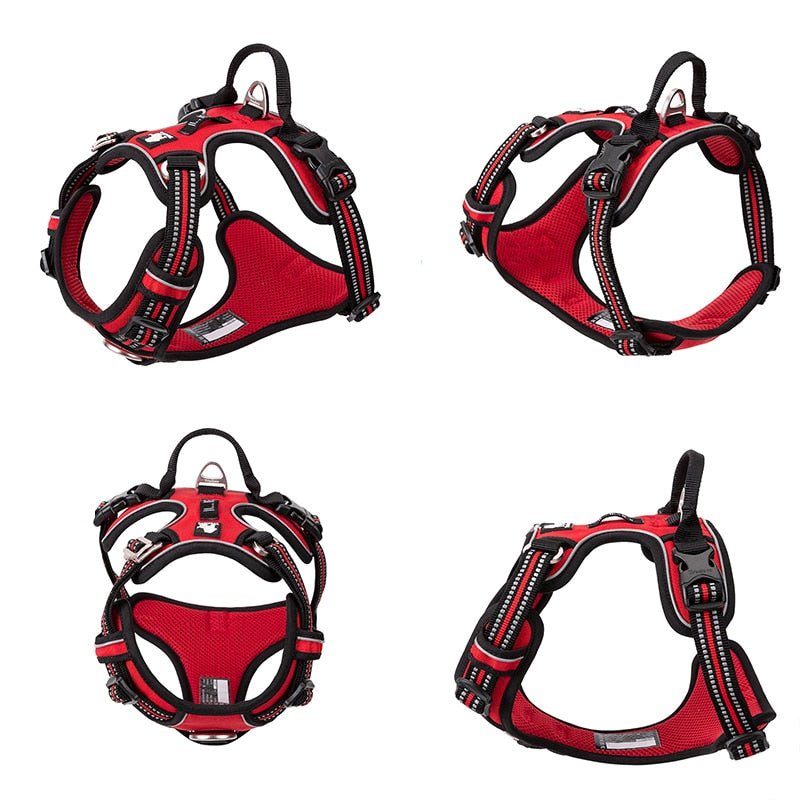 Thermabuild | Reflective Nylon Dog Harness - Adjustable No-Pull Pet Vest with Padded Safety Straps for Small to Large Dogs - Night Visibility Walking Gear