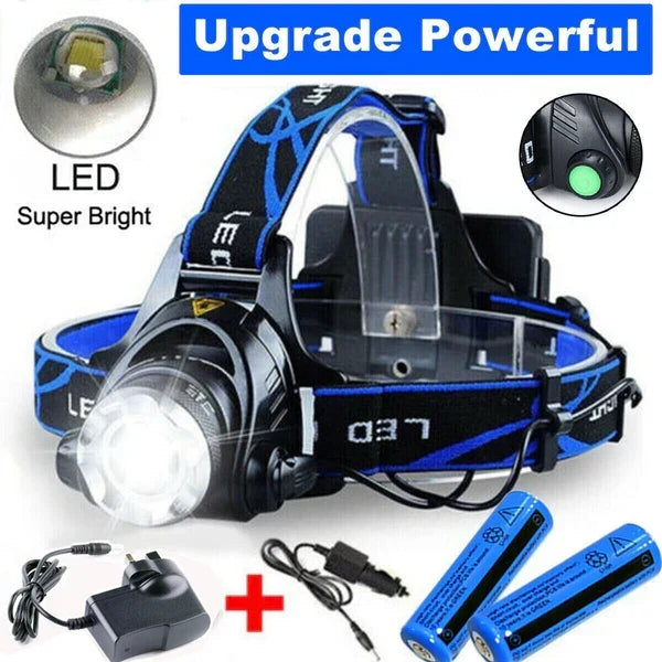 Thermabuild | 990000LM Rechargeable LED Headlamp Zoomable Torch Tactical Headlight Flashlight
