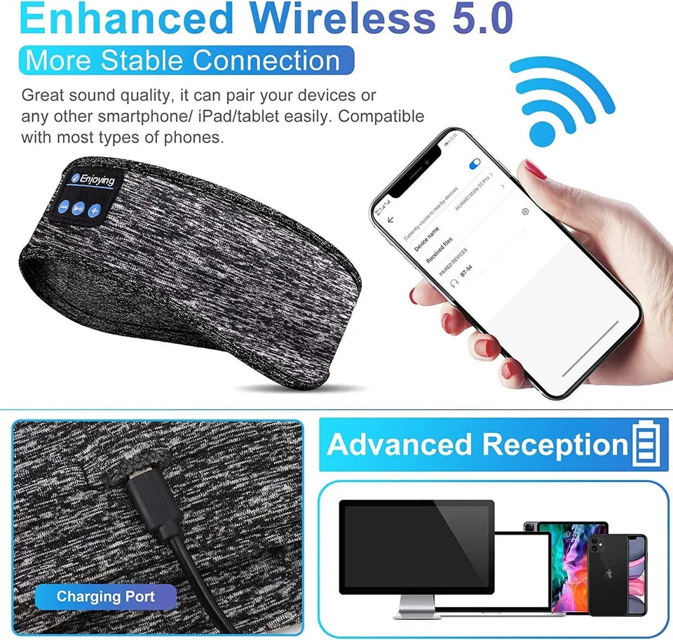Thermabuild | 2-in-1 Wireless Sleeping Headphones, Sports Headband, for Sleeping, Workout, Jogging, Insomnia