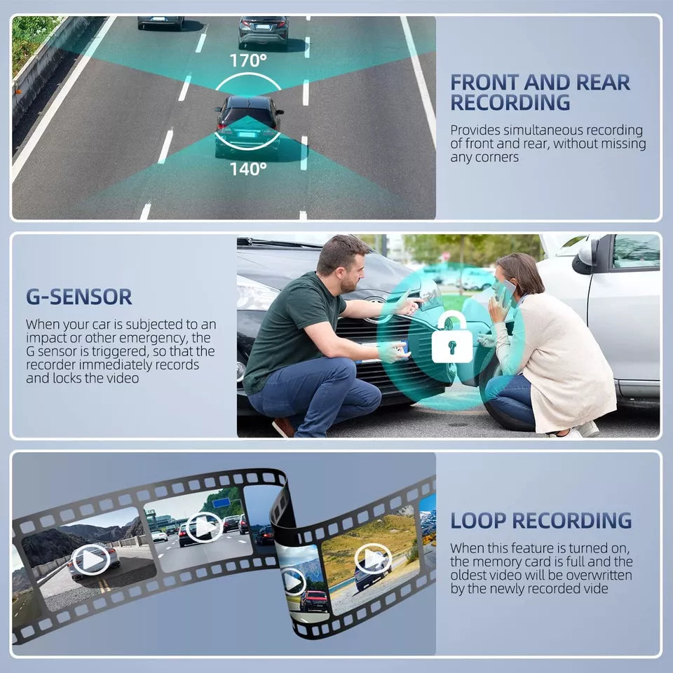 Thermabuild | 4" Touch Screen Front and Rear Dash Cam