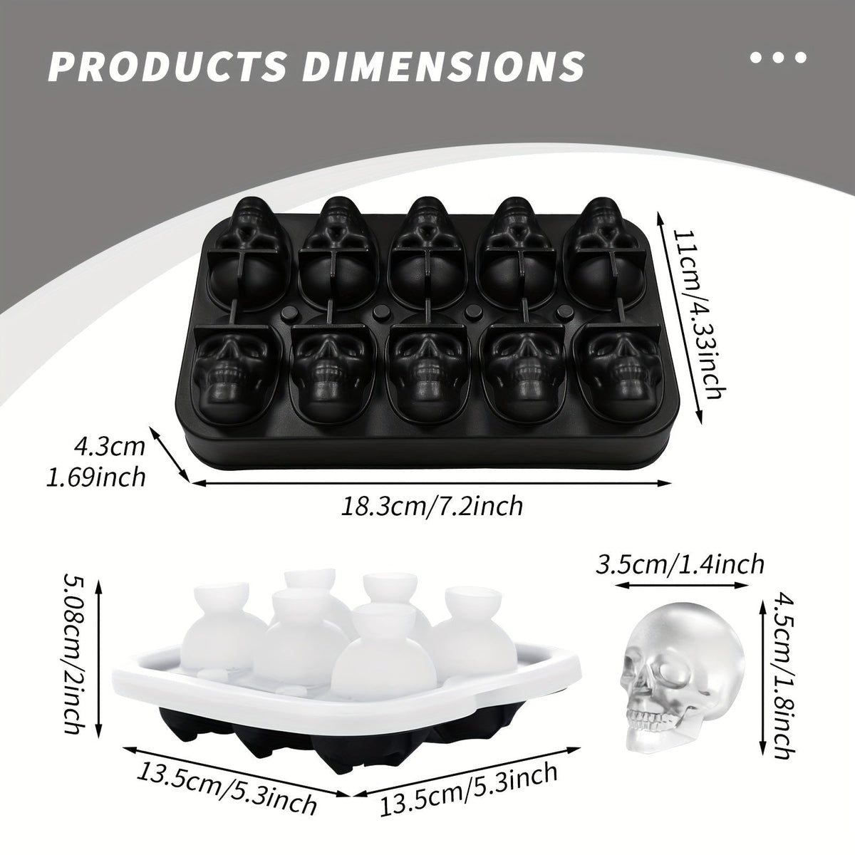 Thermabuild | Silicone Skull Ice Cube Maker Tray with Large Reusable Mold for Drinks and Whiskey Ball