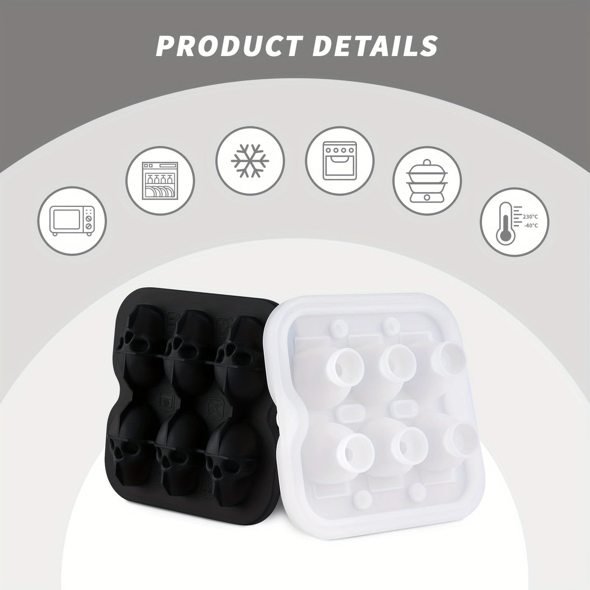 Thermabuild | Silicone Skull Ice Cube Maker Tray with Large Reusable Mold for Drinks and Whiskey Ball