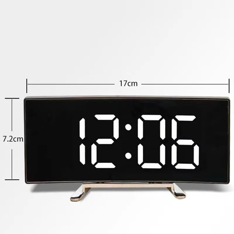 Thermabuild | Curved LED Mirror Alarm Clock for Modern Spaces